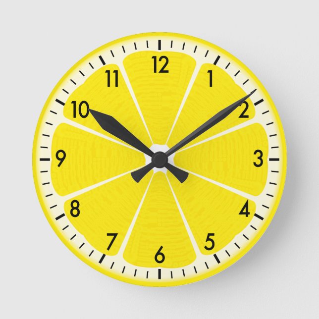 Fun Yellow Kitchen Tropical Summer Sunshine Lemon Runde Wanduhr (Vorderseite)