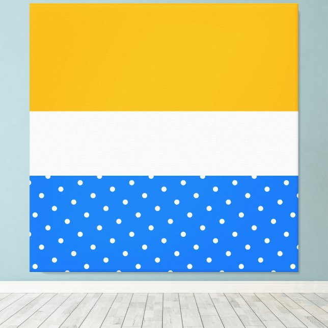 Fun Yellow Orange Color Block Dotted Blue Stripe Leinwanddruck (Insitu (Holzboden))