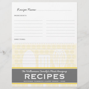 Fun Yellow Retro Style Rezept Binder Beilage