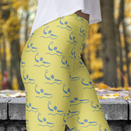Fun Yellow Womens Water Polo Muster Leggings