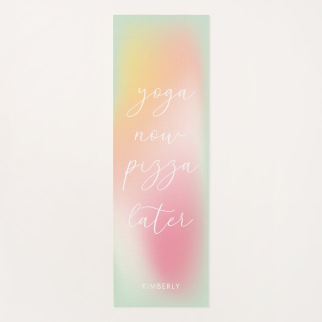Fun Yoga jetzt Pizza später Pastel Gradient Ombre Yogamatte (Vorderseite)