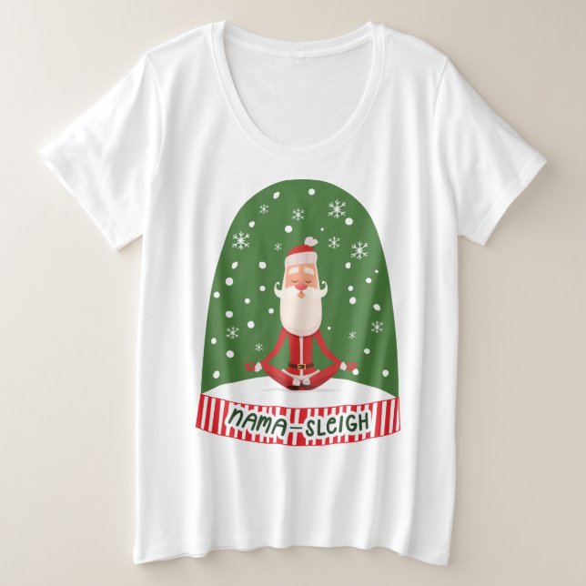 Fun Yogi Yoga Santa Nama Sleigh Schneeberg Große Größe T-Shirt (Design vorne)