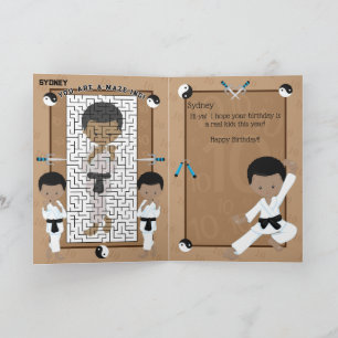 Fun you are a-Maze ing Black Boys Karate Birthday Karte
