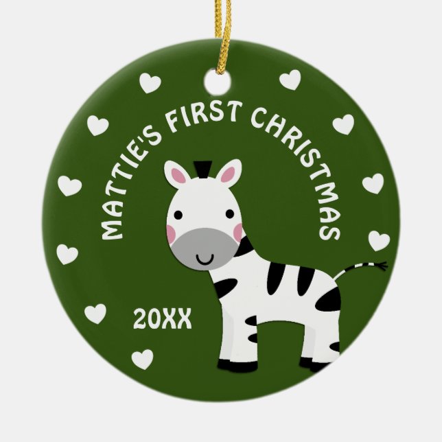 Fun Zebra Baby's 1. Weihnachtsgeschenkkreis Keramik Ornament (Vorne)