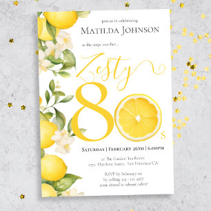 Fun Zesty Lemon 80. Geburtstagsparty Einladung