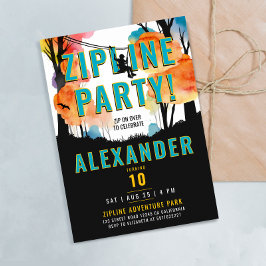 Fun Zipline Party Abenteuer Wasserfarbe Einladung