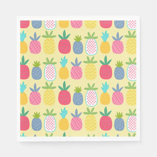Fun Zitronenbunter Ananas gemusterte Servietten (Vorderseite)