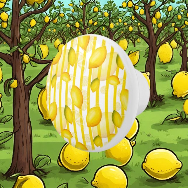 Fun Zitronenfrucht Streifen Küchenblock Keramikknauf (Von Creator hochgeladen)