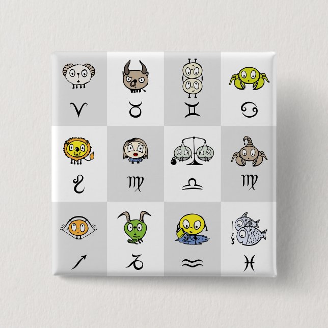 Fun Zodiac Astrological Characters Button (Vorderseite)