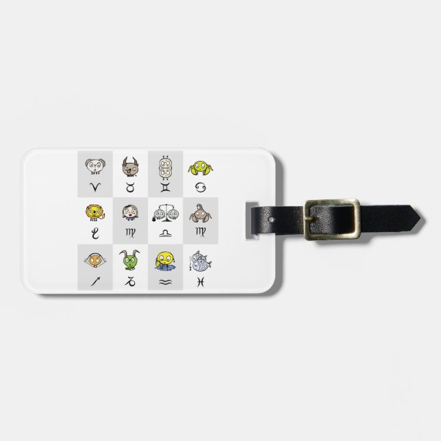 Fun Zodiac Astrological Characters Gepäckanhänger (Vorderseite horizontal)