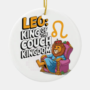 Fun Zodiac Leo Design Keramik Ornament