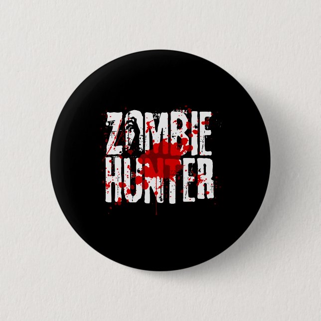 Fun Zombie Hunter Design für Jungs Mädchen Hallowe Button (Vorderseite)