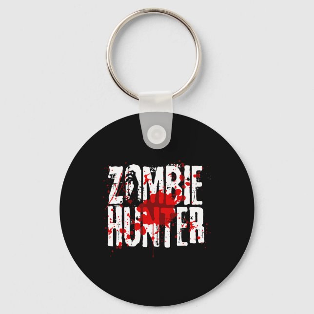 Fun Zombie Hunter Design für Jungs Mädchen Hallowe Schlüsselanhänger (Vorderseite)