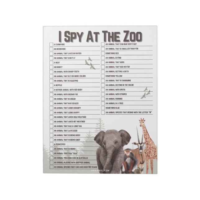 Fun Zoo Explorer Scavenger Hunt Notizblock (Rotiert)