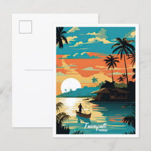 Funafuti Tuvalu Kunst Vintage Reiseillustration Postkarte