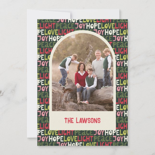 Funbuntes Holiday Letters Arch Foto Feiertagskarte (Vorderseite)