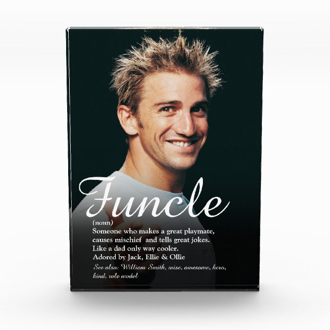 Funcle Cool Fun Onkel Elegantes Skript Fotoblock (Vorderseite)