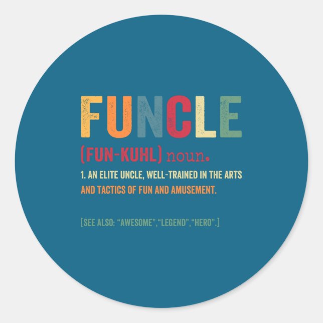 Funcle Funny Uncle Definition Awesome Legend Hero  Runder Aufkleber (Vorderseite)