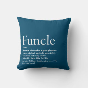 Funcle, Onkel Definition Modern Blau Lustig Kissen