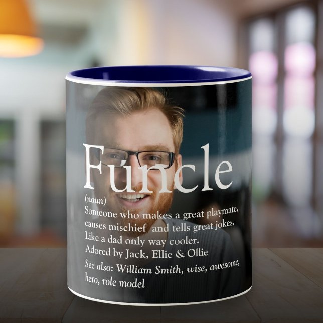 Funcle Uncle Definition Fun Modernes Foto Zweifarbige Tasse (Funcle Uncle Definition Fun Modern Photo Two-Tone Coffee Mug)