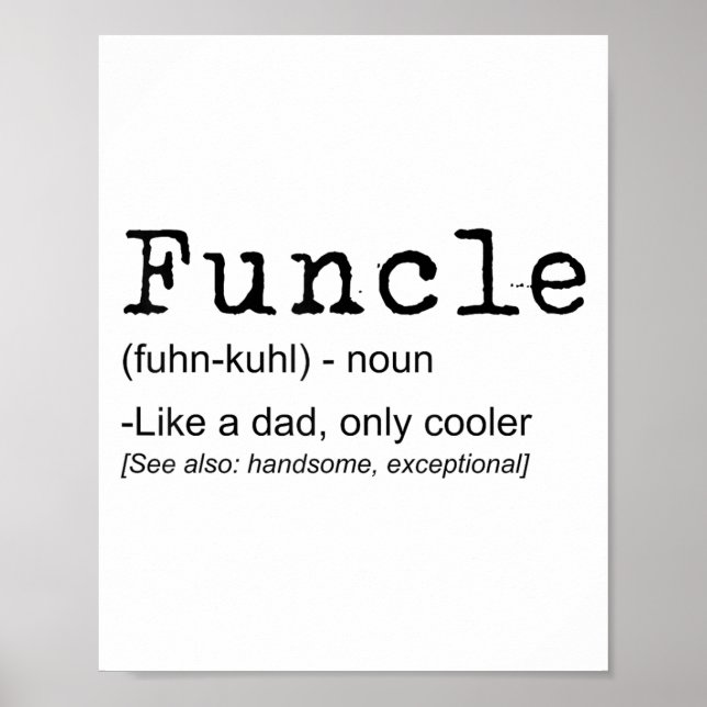 Functional Definition Funny Joke-Geschenk für Onke Poster (Vorne)