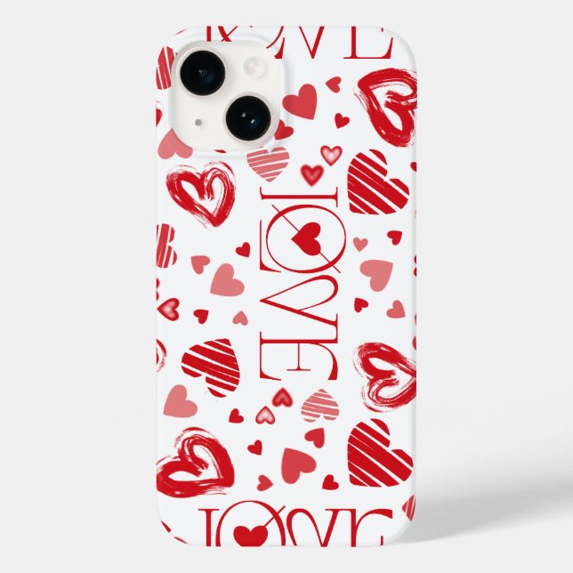 Funda/Case para iPhone Patrón_corazones romántico Case-Mate iPhone Hülle (Rückseite)