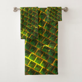 Fundo com imagem verde sob grade dourada? badhandtuch set