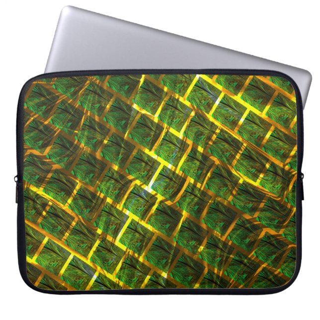 Fundo com imagem verde sob grade dourada? laptopschutzhülle (Vorderseite)