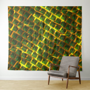 Fundo com imagem verde sob grade dourada? Largos. Wandteppich