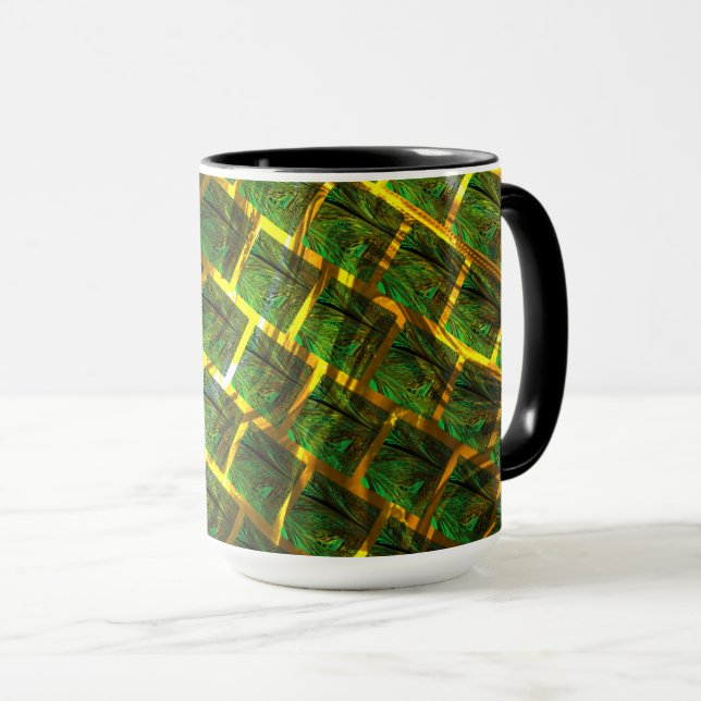 Fundo com imagem verde sob grade dourada? tasse (VorderseiteRechts)