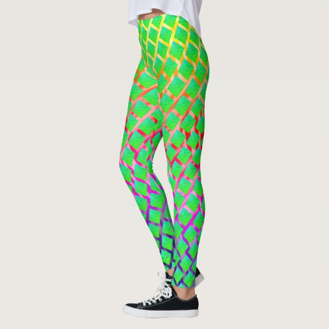 Fundo de traços em cores, quadrados verde azulado. leggings (Links)