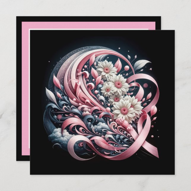 Fundraiser Benefit Pink Ribbon Einladung (Vorne/Hinten)