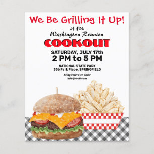 Fundraiser Cookout Barbecue Fast Food Gingham Flyer