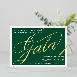 FUNDRAISIEREND GALA elegante Kalligraphie dunkelgr Folieneinladung