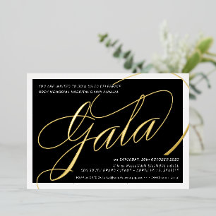FUNDRAISIERENDES GALA elegante Kalligraphie schwar Folieneinladung