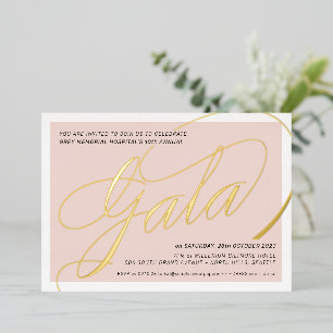 Fundraising-Gala elegante Kalligrafie rosafarben Folieneinladung