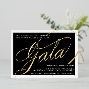 FUNDRAISING GALA elegante Kalligrafie schwarz gold Folieneinladung