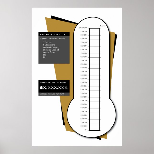 Fundraising-Thermometer einschließlich Datumspalte Poster (Vorne)