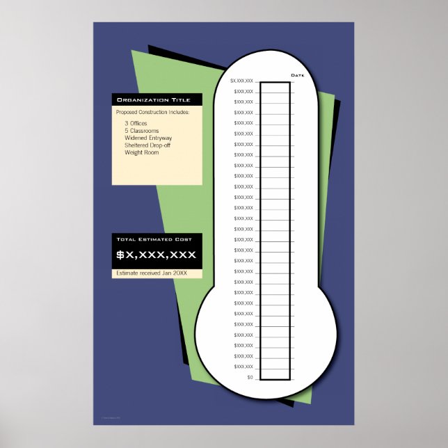 Fundraising-Thermometer einschließlich Datumspalte Poster (Vorne)
