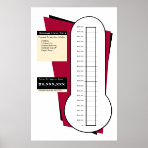 Fundraising Thermometer in Rot - 20 Abschnitte Poster