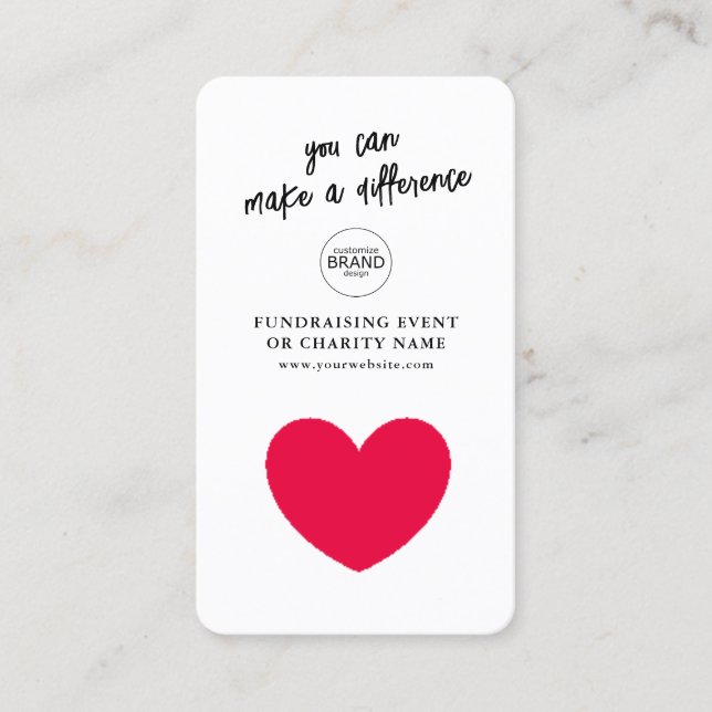 Fundraising-Wohltätigkeit Veranstaltung Spenden Lo Visitenkarte (Vorderseite)