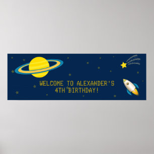 Fundus Outer Space Rocket Geburtstagsparty Banner Poster