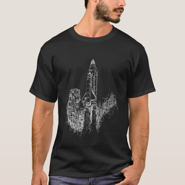 Fundus SCI Space Shuttle Rocket Launch Doodle Sket T-Shirt (Vorderseite)