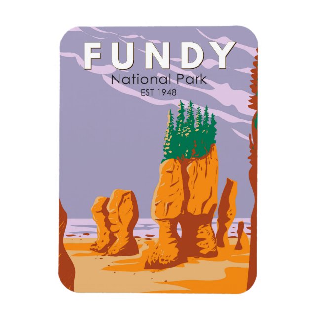 Fundy National Park Canada Travel Art Vintag Magnet (Vertikal)