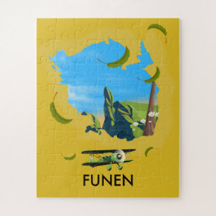 Funen, Dänemark Karte Reiseplakat Puzzle