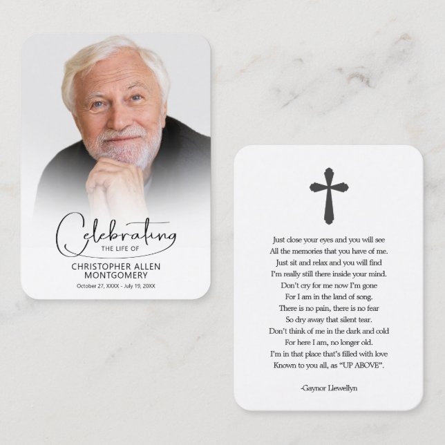 Funeral Celebration of Life Photo Prayer Card Visitenkarte (Vorne/Hinten)