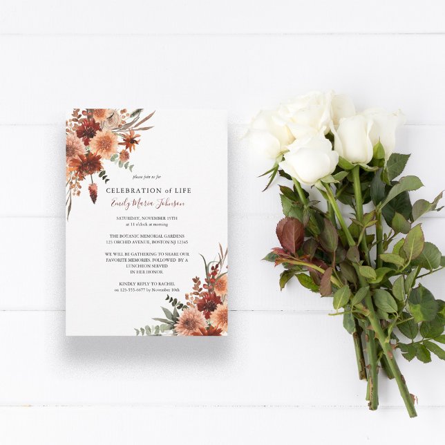 Funeral Celebration of Life Terracotta Invitation Einladung (Von Creator hochgeladen)