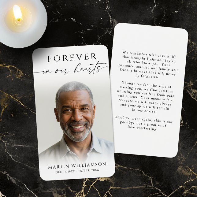 Funeral Forever Hearts Photo Minimal Prayer Card (Von Creator hochgeladen)