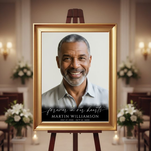 Funeral Forever In Our Hearts Photo Modern Script Poster (Von Creator hochgeladen)