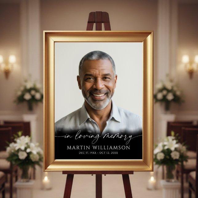 Funeral Forever In Our Hearts Photo Modern Script Poster (Von Creator hochgeladen)